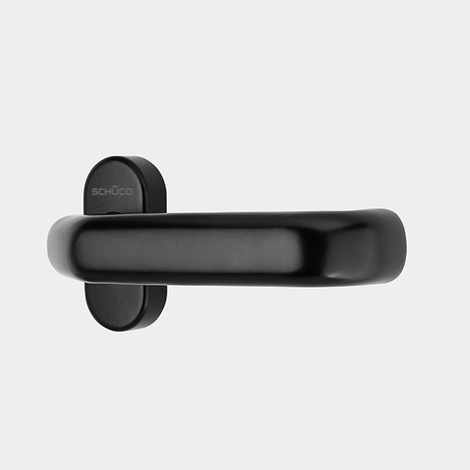 Türdrücker / Türgriff, gekröpft, Schüco 210752 RAL 9005 (Tiefschwarz)